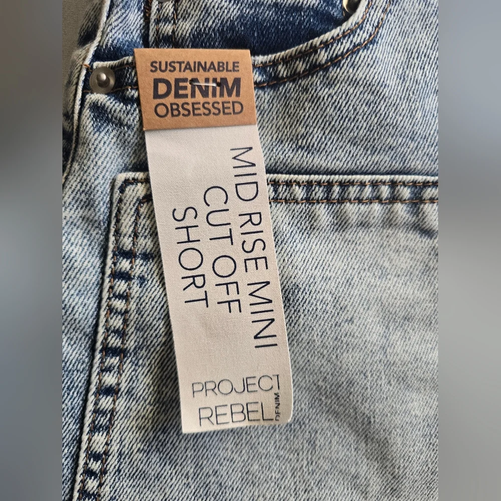 Project Rebel Mid‎ Rise Mini Cut Off Denim Shorts Size 15